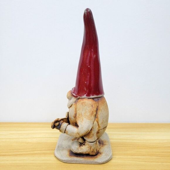 Vintage Gnome Playing a Guitar Pottery  Sculpture Figurine - Signed by Artist - Picture 3 of 15
